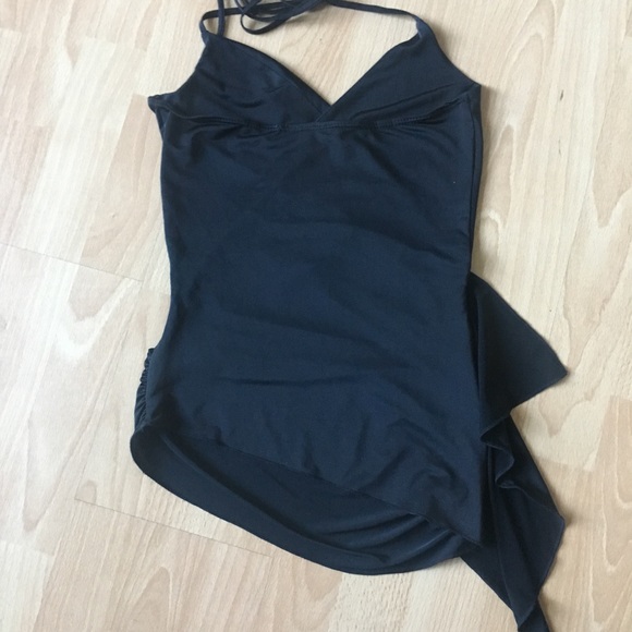 Black Slinky Wrap Halter Top - Picture 3 of 5